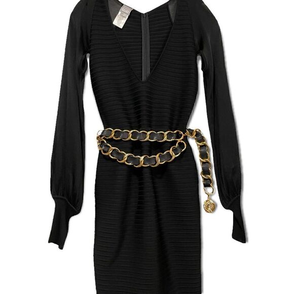 HERVE LEGER PARIS Bandage Mesh Cut-Out Long Sleeve Dress SMALL - Picture 11 of 14
